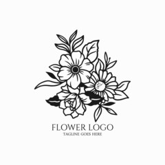 Flower logo design, floral vector illustration, flower design icon