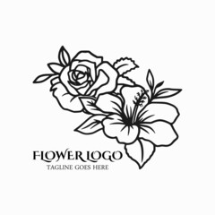 Floral logo vector, flower design logo icon art symbol company