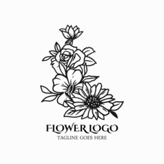 Flower logo vector, beauty floral logo, flower icon art illustration