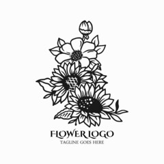 Beauty flower logo, flower design vector illustration
