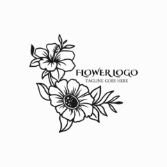 Beauty flower logo, floral design abstract, flower icon illustration