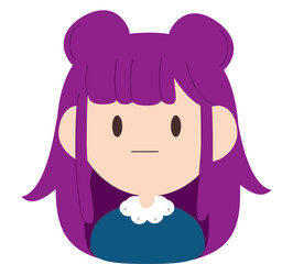 vector illustration, cute purple haired girl
