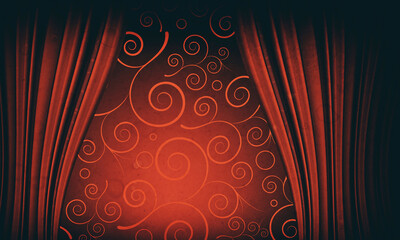 red curtain background