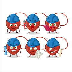 architect red heart necklace cute mascot character with pliers