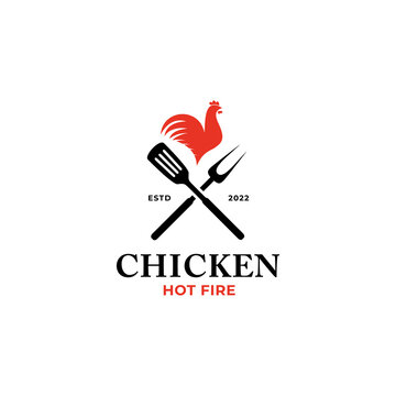 Roasted chicken steak restaurant logo design inspiration template