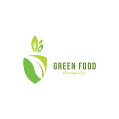 Healthy green garden Food Logo Design Template