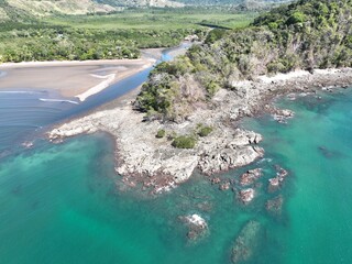 Lush peninsula over the clear blue ocean in Costa Rica