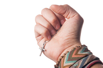 Hand holding Christian cross