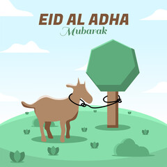 Greeting card eid al adha lamb goat vector illustration