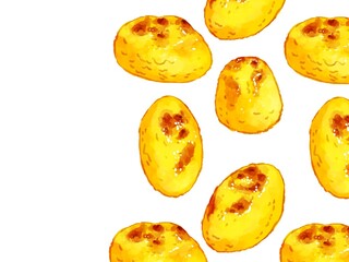 手描き水彩のスイートポテトイラスト長方形フレーム・右