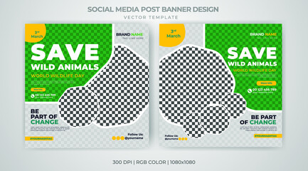 World wildlife day banner social media posts template vector file design layout
