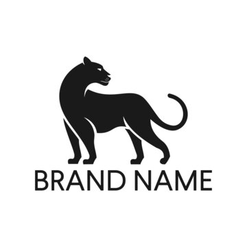 Panther silhouette logo icon. Puma sign. Wild cat Jaguar vector design