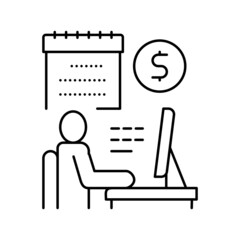 businessman trading online line icon vector illustration