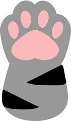 super cute cat paw, with gray, pink and black colors.