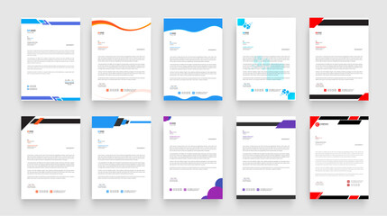 Creative & Clean deferent design business style letterhead template Set or bundle of your corporate business project design. Set to print with vector & illustration. corporate letterhead bundle design