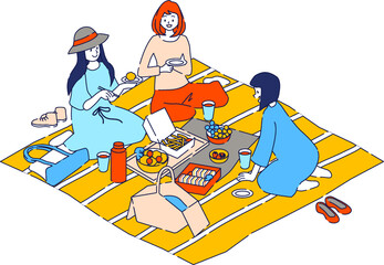 ピクニックを楽しむ女性