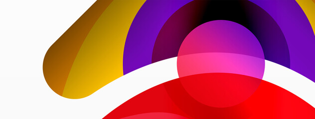 Obraz premium Creative geometric wallpaper. Minimal abstract background. Circle wave and round shapes composition vector illustration for wallpaper banner background or landing page