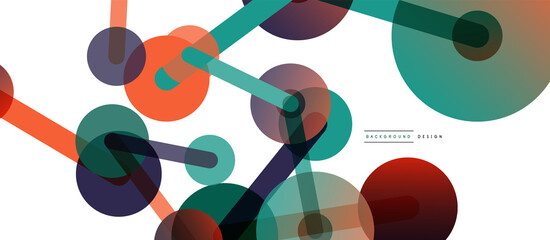 Abstract background. Round dots connected by lines. Trendy techno business template for wallpaper, banner, background or landing