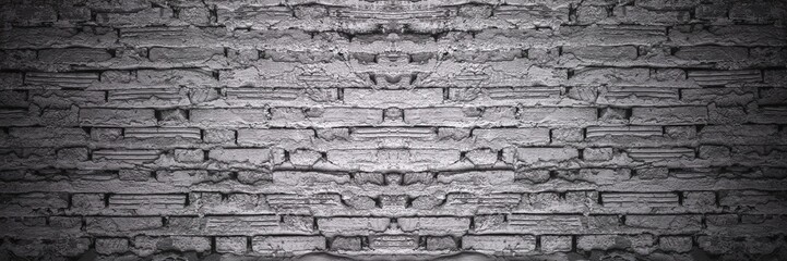 Old vintage retro style white bricks wall for abstract panorama brick background and texture.