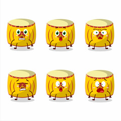 Character cartoon of yellow chinese drum with scared expression