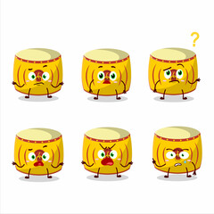 Cartoon character of yellow chinese drum with what expression
