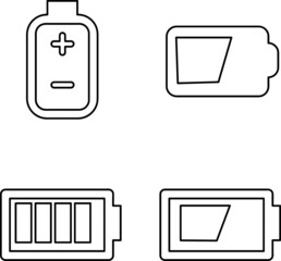 Battery set Charging vector icon isolated line art.eps