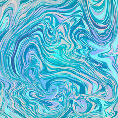 Liquify effect background turquoise. Digital Background With Liquifying Flow. Unique abstract liquified metal effect. Delicately swirled, vivid fluid art. Multicolored.