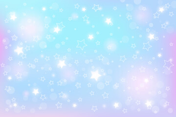 Holographic fantasy background. Abstract unicorn sky with stars. Magical landscape, abstract pattern. Vector