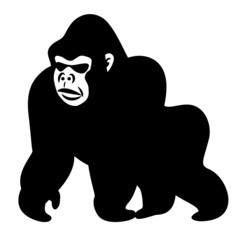 ゴリラ　シルエット　かっこいい　モノクロ　イラスト