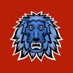 Head lion esports logo, aggressive mascot for your team game