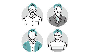 シニア男性アイコンセット