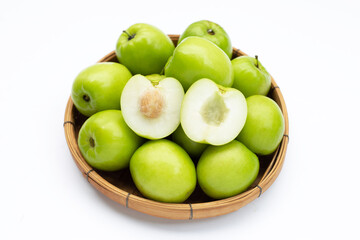 Milk jujube in round bamboo plate