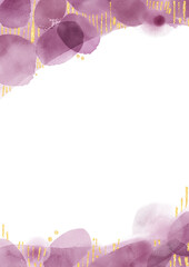 Abstract, modern watercolor paper in purple and gold.
Abstract, letter page-sized, colorful watercolor texture backgroundtextured text frames 