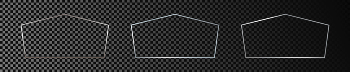 Silver glowing tetragon shape frame