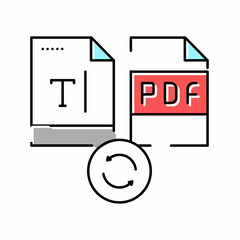 write text in pdf file color icon vector illustration
