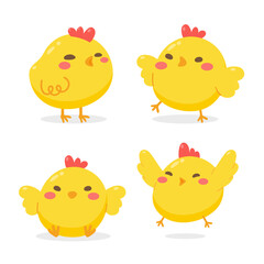 cartoon little chick Hatched eggs on Easter. decorate greeting cards for children