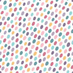 Fototapeta na wymiar Bright seamless pattern. Hand-drawn multicolored dots. Vector illustration for printing on fabric, wrapping paper, clothes