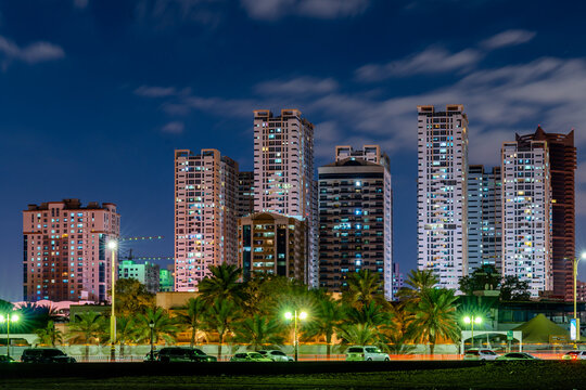Ajman city skyline at night
