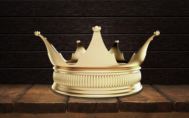 mysterious and magical gold king crown. Medieval period concept.