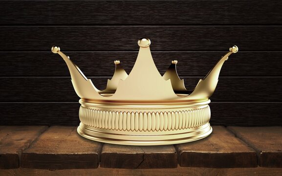 Mysterious And Magical Gold King Crown. Medieval Period Concept.