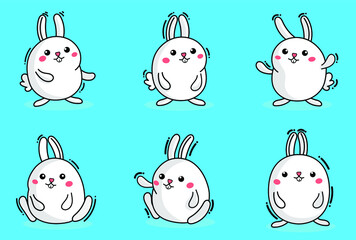 Collection of Bunny Character with Easter,Vector illustration.