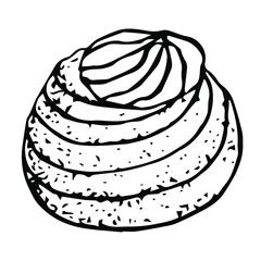 Zeppole Italian dessert vector illustration, hand drawing sketch