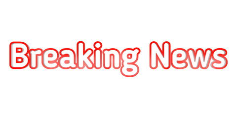A 3d rendering Red Breaking News text isolated on white background
