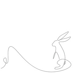 Easter bunny silhouette line drawing vector illustration