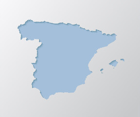 Vector outline map Spain with creative shadow