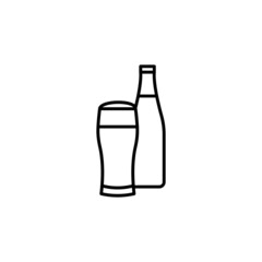 Beer Bottle And Glass icon in vector. Logotype