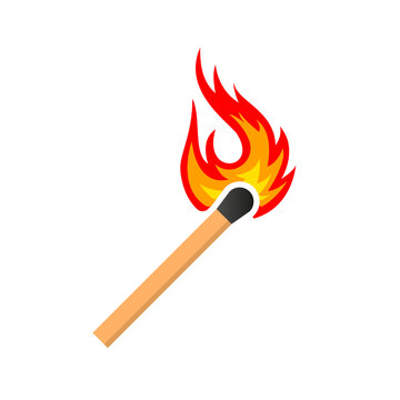 Burning match icon on white background. Vector illustration.