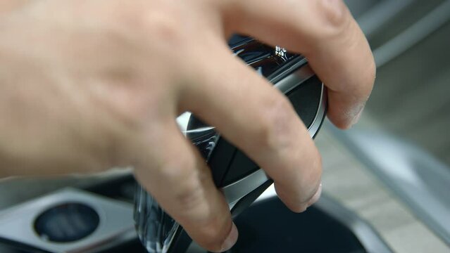 Shift gears in an automatic luxury car