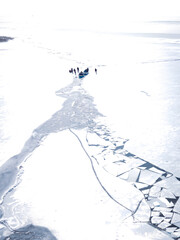 person on frozen lake