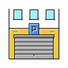 building parking color icon vector illustration
